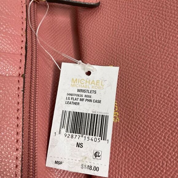 Michael Kors Large Zip Around Suede Wallet Rose Pink Gold Detail Clutch Case - Picture 8 of 10